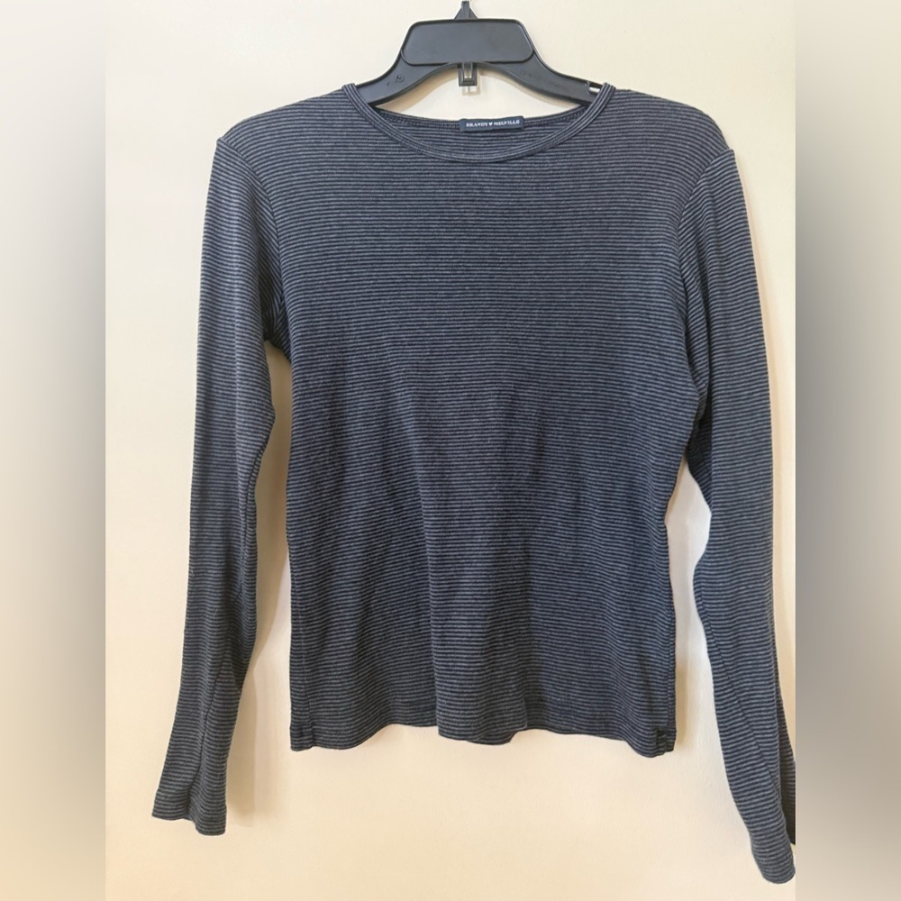 Brandy Melville Black and Gray Striped Leah Tee